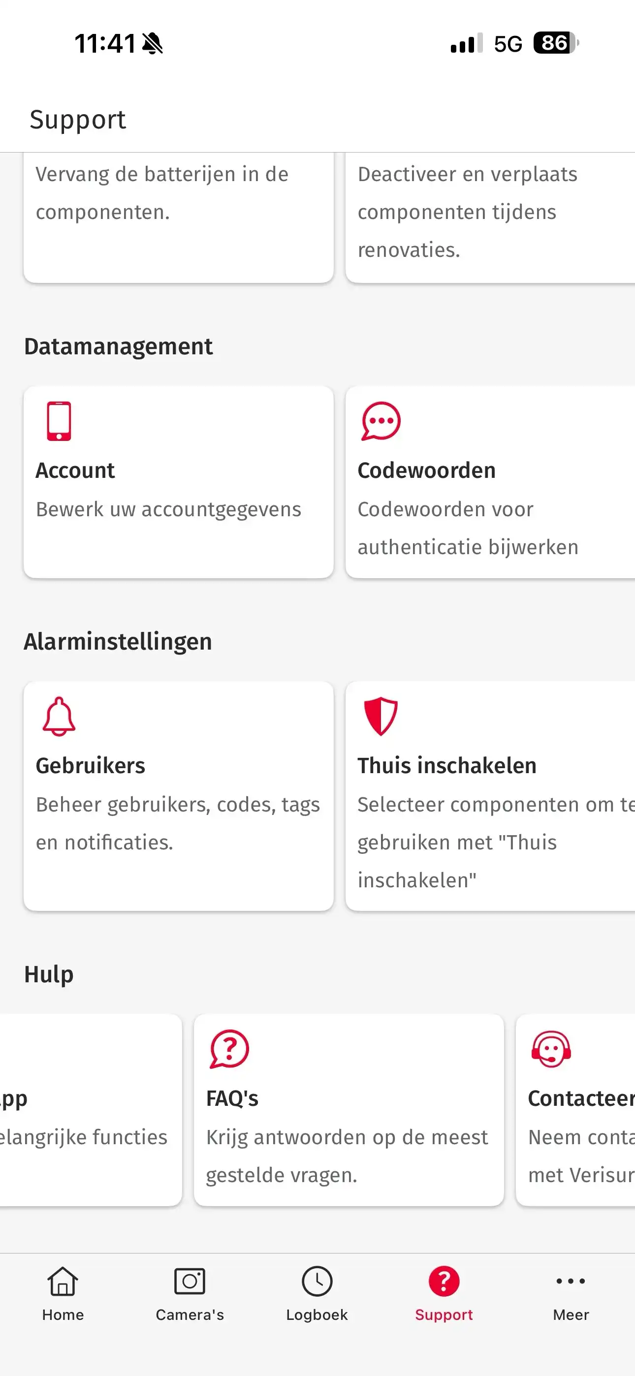 FAQ in de Verisure app
